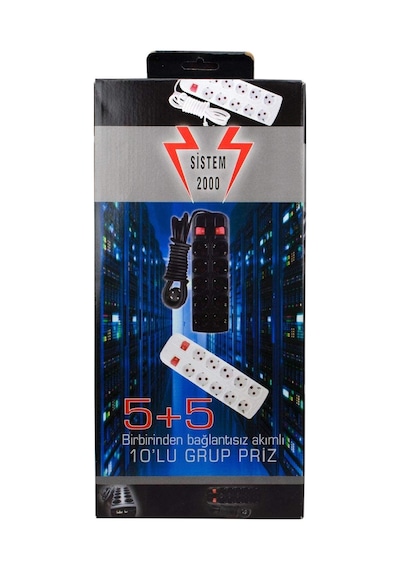 Sistem 10'lu Grup Priz 3 M  Siyah