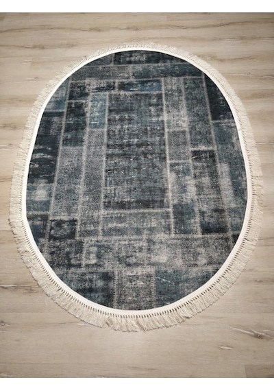 Yamalıhome Angel 1444-02 Patchwork Antrasit 120X180 Cm Saçaklı Ov