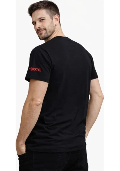 Butik İstanbul Erkek Türkiye Baskılı Tişört 2026 Dünya Kupası Taraftar Forma T-shirt - Siyah