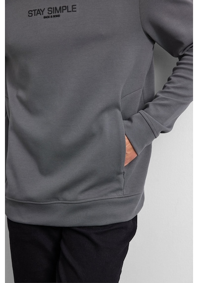 Backandbond Antrasit Bisiklet Yaka Gizli Fermuarlı Sweatshirt