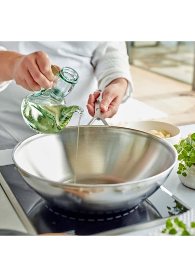 5 Katmanlı 30 Cm Wok Tava, I Ndüksiyon Uyumlu, Silvinox Yüzey Çok Renkli