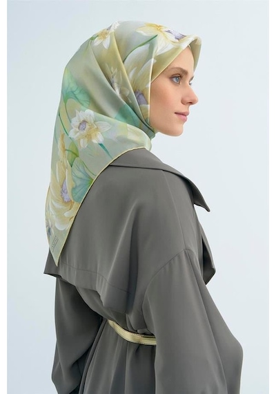 Armine İpek Eşarp 2026 Yaz - 9505-81 Soft Yeşil Twill