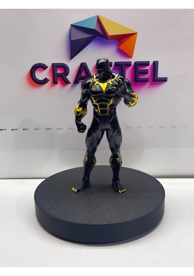 Black Panther Altın Detaylı Figür - Kara Panter Ayakta Duruş Pozu Biblo Marvel Avengers Masaüstü Dekoratif Obje Koleksiyonluk