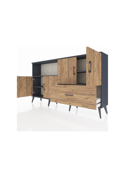 Arges Konsol 4 Raflı Tek Çekmeceli 4 Kapaklı 176x30x99 Antrasit-ç Antrasit-çam Arges Konsol 4 Raflı Tek Çekmeceli 4 Kapaklı 176x30x99 Antrasit-ç Antrasit-çam