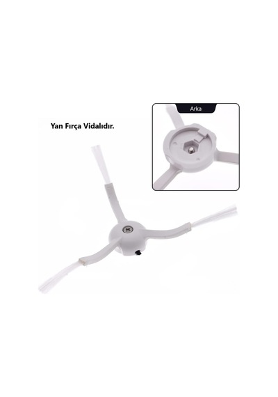 Robotyedek Mop 2 Pro Beyaz Mjst1shw Uyumlu Yedek Ana Fırça Nane Yan Fırça-3 Parça, Robotyedek, Renk 26 Genel