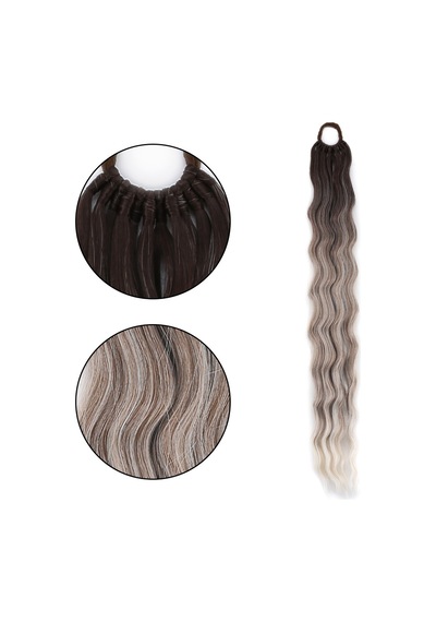 Lastik Tokalı At Kuyruğu Su Dalgalı / Koyu Kumral / Gümüş Platin Ombre - Glob-899166 Çok Renkli