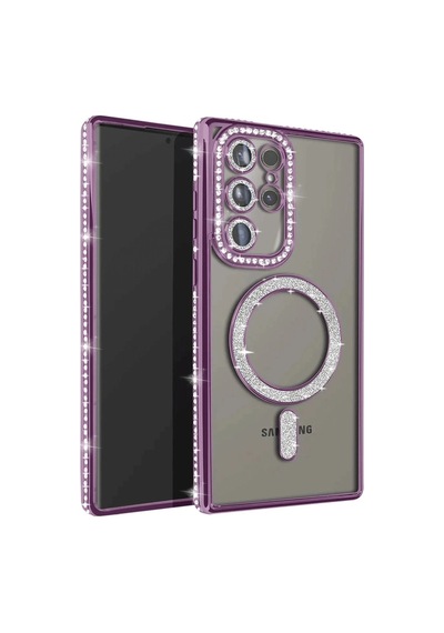 Samsung Galaxy S23 Ultra Joke Simli Magneticsafe Kılıf - Derin Mor