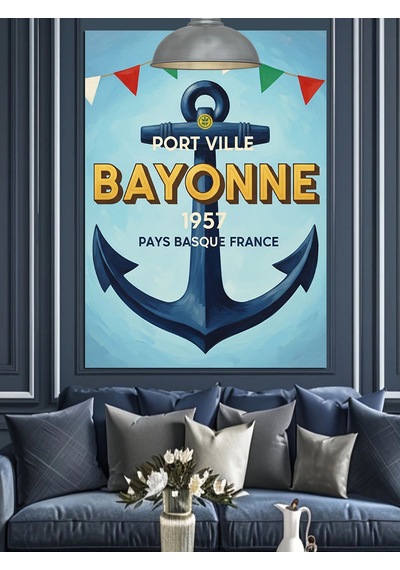 Bayonne Gemi Çapası Poster Deniz Teması Dekoratif Kanvas - Mdf Ahşap Tablo