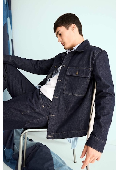 Defacto Relax Fit Düğmeli Jean Ceket F8292ax25aunm34 Mavi