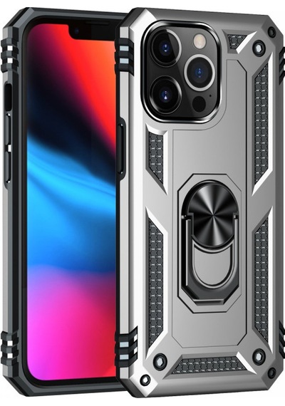 Apple iPhone  Uyumlu,  14 Pro Kılıf Sofya Yüzüklü Silikon Kapak - Gümüş