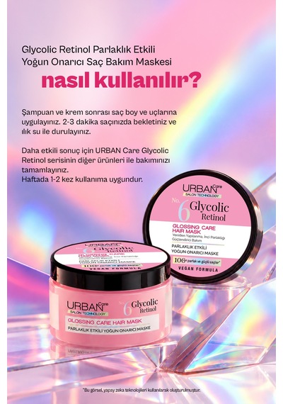 Glikolik Retinol Parlaklık Etkili Yoğun Onarıcı Saç Bakım Maskesi-230ml-vegan