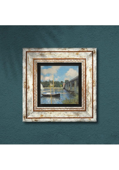 Claude Monet Argenteuil'de Köprü Taş Duvar Tablosu - Çerçeveli Taş Tablo - Dekoratif Duvar Sanatı - Modern Ev Ve Ofis Duvar Dekoru T1-248