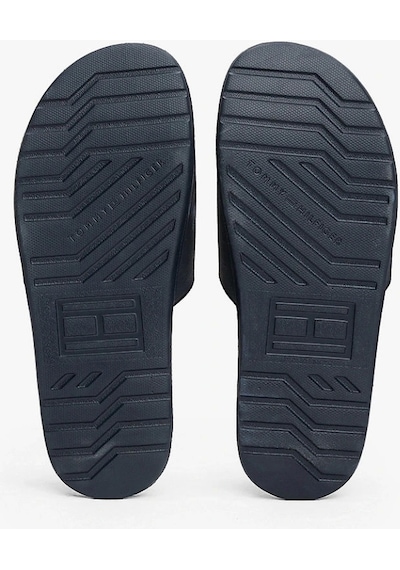 Tommy Hilfiger Erkek Logolu Lacivert Terlik Siyah