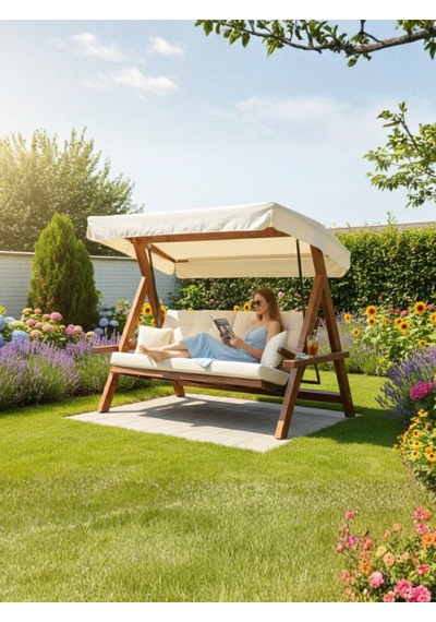 Lyon 2400 4 Kişilik Ahşap Bahçe Salıncağı, Balkon Teras Salıncağı, Yatak Özellikli Antrasit Lyon 2400 4 Kişilik Ahşap Bahçe Salıncağı, Balkon Teras Salıncağı, Yatak Özellikli Antrasit