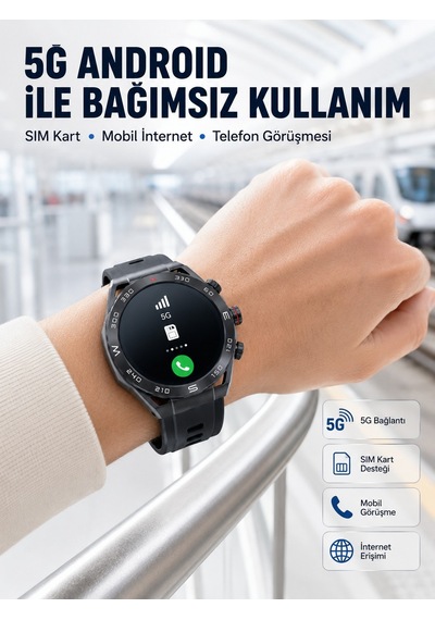 5g Android Akıllı Saat Amoled Ekran Sım Kart Destekli Kameralı - Lisinya