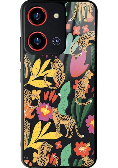 Reeder S19 Max Pro S Zoom Çiçekli Kediler Tasarımlı Glossy Telefon Kılıfı Çok Renkli
