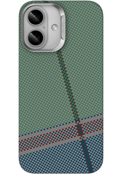 Apple Uyumlu iPhone 16 Plus Kılıf Magsafe Şarj Karbon Fiber Tasarım Benks Passion Green Armorair Kevlar Yeşil