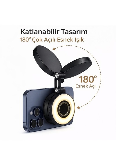 Manyetik Mini Led Telefon Işığı Magsafe Uyumlu Selfie & Video Çekim Işığı Katlanabilir Vlog Işığı