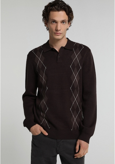 Colin's Colins Regular Fit Polo Yaka Jakarlı Erkek Kahverengi Kazak Cl1083981 Q1.v1 Brw