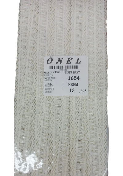 Dantel Polyester Güpür Bant Krem 15 Metre En 3 Cm On-1654-k