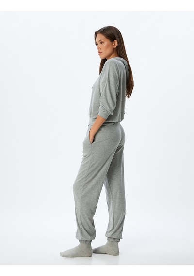 Koton Örme Pijama Altı Jogger Beli Bağlamalı Gri Melanj 5wlk40173mk Gri Melanj