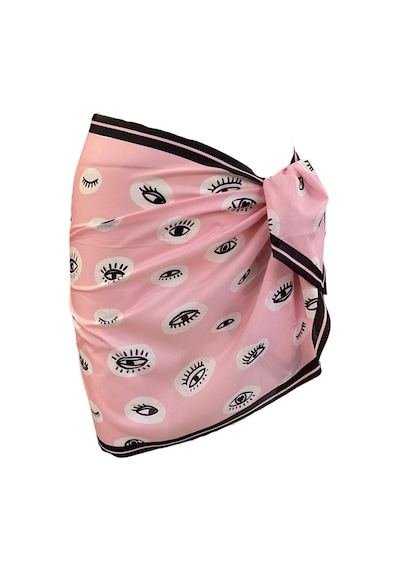 Tarzını Seç Kısa Pareo - Pembe Göz Model 150x50 Cm Çok Renkli