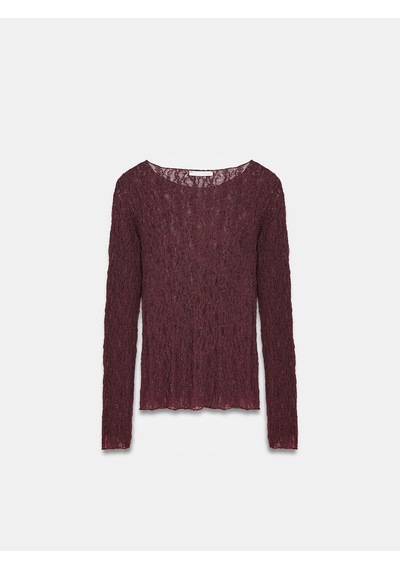 Dilvin 32764 Kayık Yaka Dantel Top-bordo