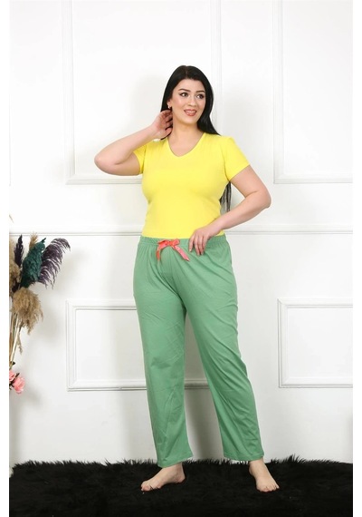 Mtm My The Mall Kadın Pamuklu Büyük Beden Alt Pijama Yeşil Yeşil