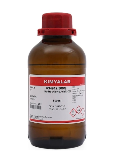 Hidroklorik Asit 30% Cam Şişe - Hydrochloric Acid HCL 500 ML