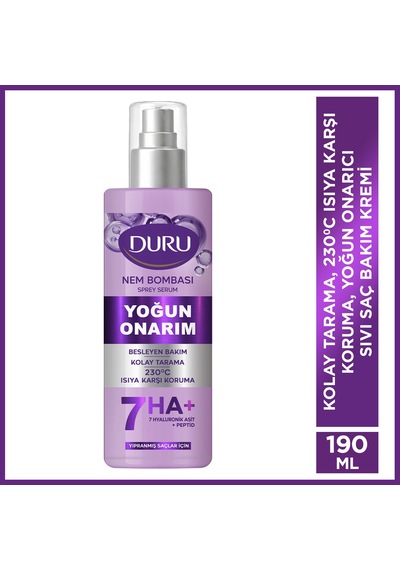Nem Bombası 7 Li Hyaluronik Asit Ve Peptidli Yoğun Onarıcı Saç Bakım Spreyi 190 Ml
