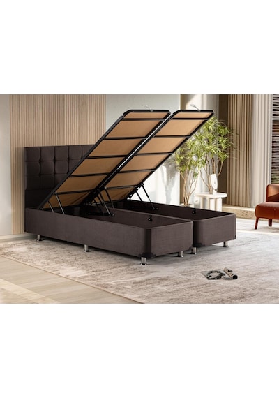 Niron Rama Füme Baza Ve Başlık Seti, Çift Kişilik 160x200 cm Baza