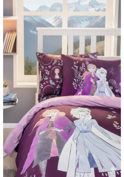 Özdilek Frozen Natural Disney Lisanslı Lastikli Fitted Çarşaf Çocuk Nevresim Takımı Tek Kişilik - Lila Lila