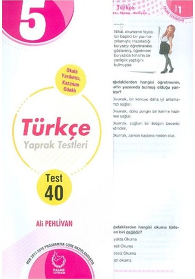 Sınıf 5 Türkçe Yaprak Test Palme Yayınları