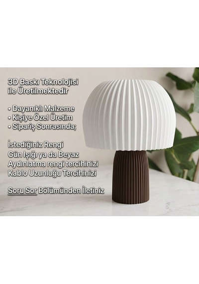 Xena Model - Led Abajur - Masa Lambası - Usb 5v İle Çalışır - Slim Led Aydınlatması Dahildir - Dekoratif Lamba - Renk Seçenekli - Mantar Lamba Çok Renkli
