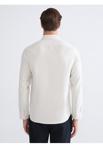 Lcw Busıness Bej Slim Fit Armürlü Erkek Gömlek
