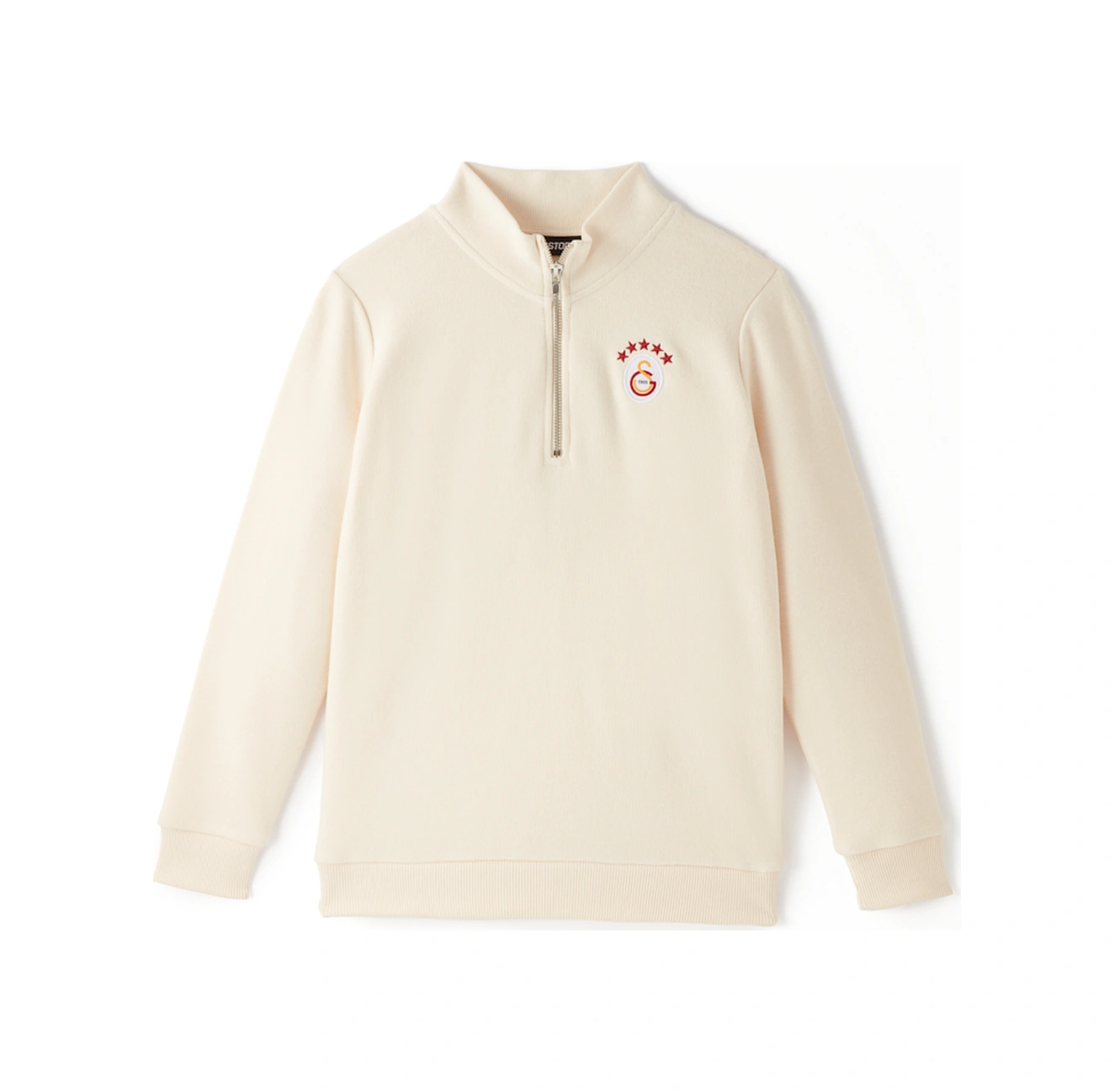 Gsstore Galatasaray 5 Yıldız Yarım Zip Çocuk Sweat C251404 Ekru
