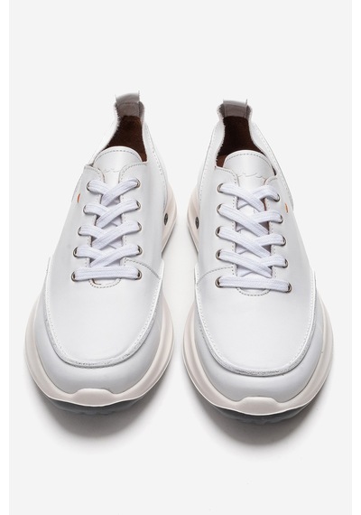 Marcomen Erkek Kalın Tabanlı Bağcıklı Sneaker Ayakkabı Gerçek Deri Mc 21027 Beyaz
