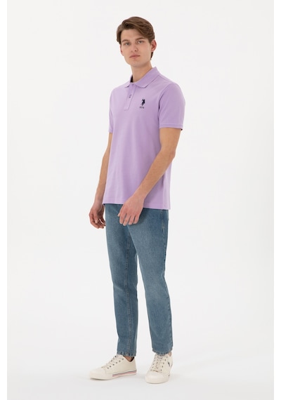 U.S. Polo Assn. Erkek Slim Fit Polo Yaka Lila Basic Tişört 50305929-VR034