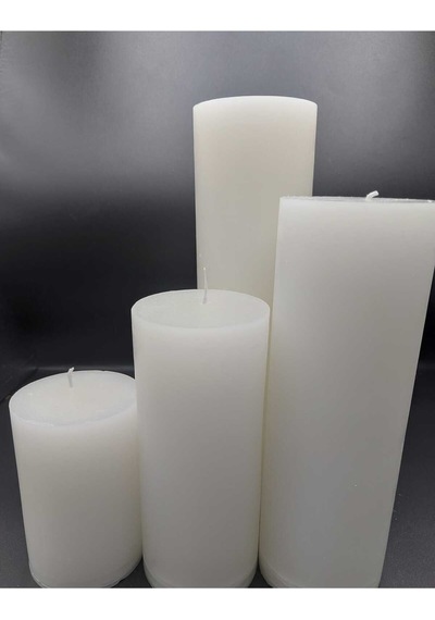 Soya Parafinli Beyaz Çap:7 Cm Boy:10-15-20-25 Cm Silindir Blok Mum 460-470 Saat Yanma Süreli Beyaz Beyaz