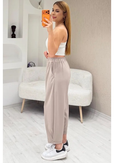 Fiolin Soft Touch Modal Kumaş Şalvar Pantolon Bej