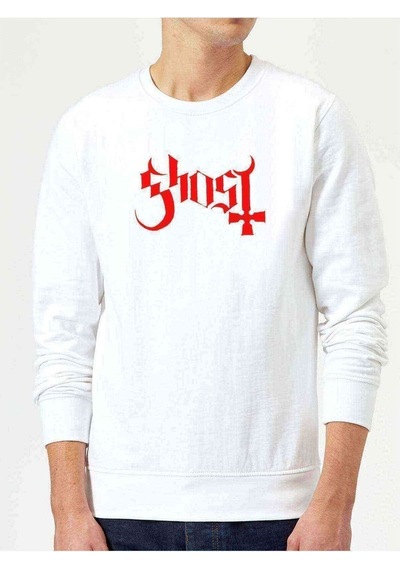 Ghost Bc Band Logo Amplem Baskılı Beyaz Erkek Örme Sweatshirt