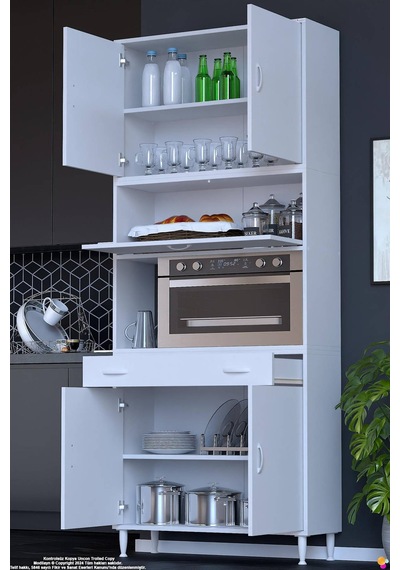 Çağıl 95 Cm Çok Amaçlı Fırın Dolabı - Mutfak Kiler Banyo Antre Hobi Dolabı 95x226x32 Cm Beyaz Çağıl 95 Cm Çok Amaçlı Fırın Dolabı - Mutfak Kiler Banyo Antre Hobi Dolabı 95x226x32 Cm Beyaz