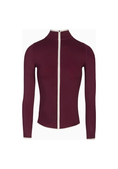 Because Of Alice Base Contrast Trim Zip Up Jacket Şekillendirici Kontrast Detaylı Kadın Ceket Bordo