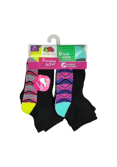 Fruit Of The Loom Girls Ankles Tobilleras Çorap 6lı Paket M Çok Renkli
