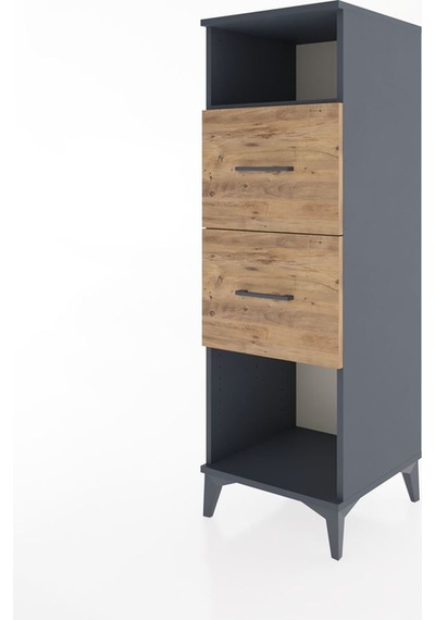 Hyperion Dolap Tek Raflı 2 Çekmeceli 44x44x134 Antrasit-çam Antrasit