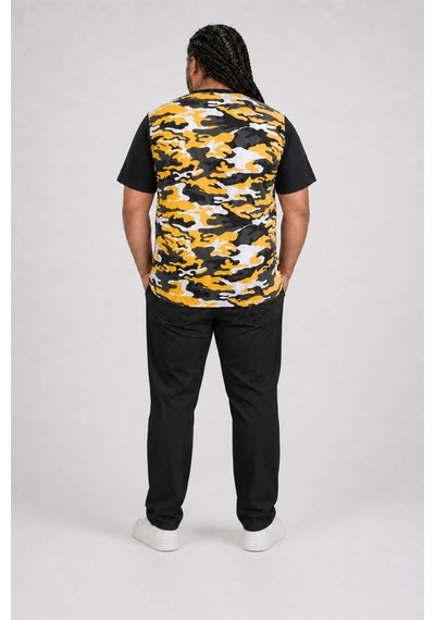 Starbattal Büyük Beden Shoulder Line Camouflage Erkek Tişört 23147 Hardal-1128