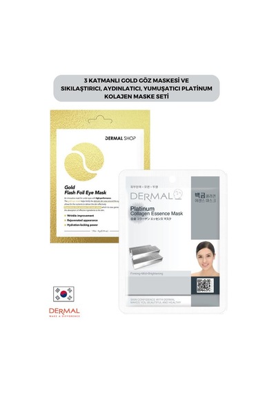 Dermal 3 Katmanlı Gold Göz Maskesi ve Sıkılaştırıcı Aydınlatıcı Yumuşatıcı Platinum Kolajen Maske Seti