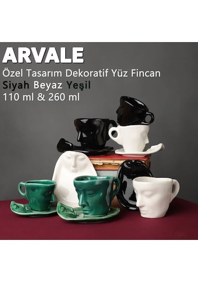 Tr İskandinav Yüz Şekilli Fincan Takımı Kupa Kahve Fincan Takımı Hediyelik 1 Set 110 Ml Porselen Diğer