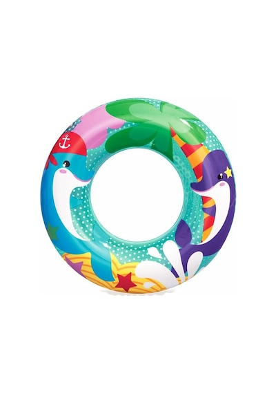 3-6 Yaş Yunus Balığı Desenli Simit 51cm bestway Çok Renkli