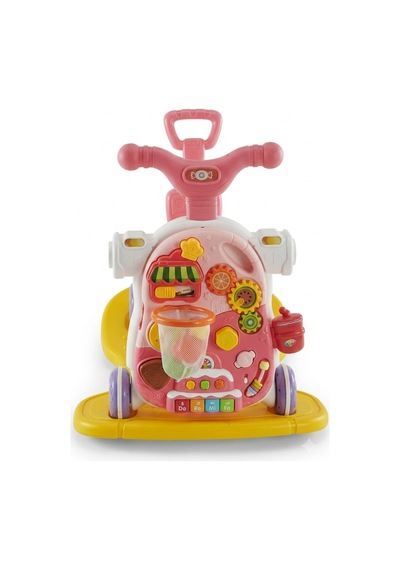 5 In 1 Multifunction Walker Pembe - Eğitici Bebek Aktivite Masası Ve İlk Adım Yürüteç